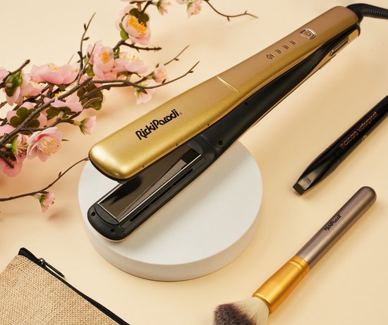 RickiParodi VAPRO SLIM Stoom Stijltang – Titanium Platen – 230°C – Waterstoom – Professioneel – Goudkleurig